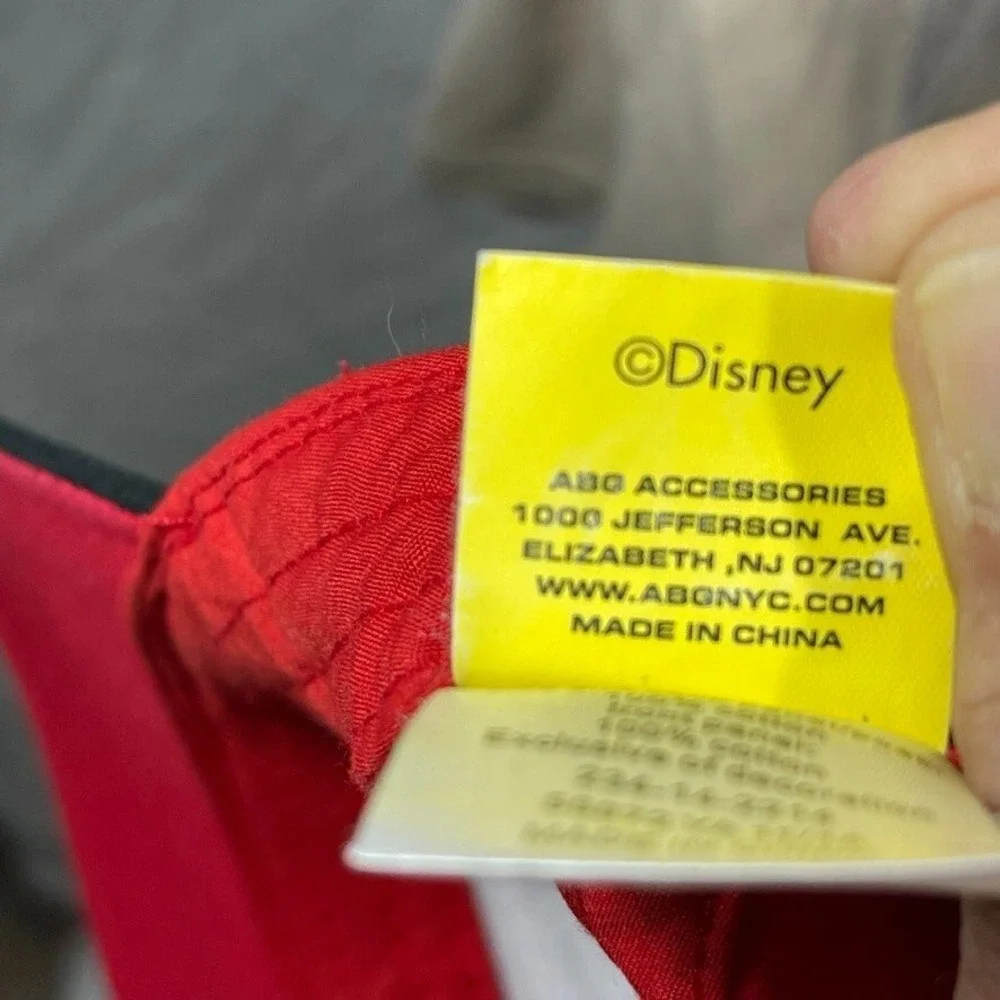 Disney Mickey Mouse Hat Cap Snapback Boys One Size Red Gray Adjustable‎ Cartoon